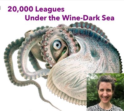 Sea Creature and titled 20,000 Leagues Under the Wine-Dark Sea with a profile picture of Professor Emily Egan in the bottom right corner